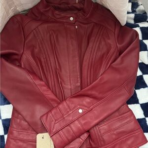 Chic Red Leather Jacket